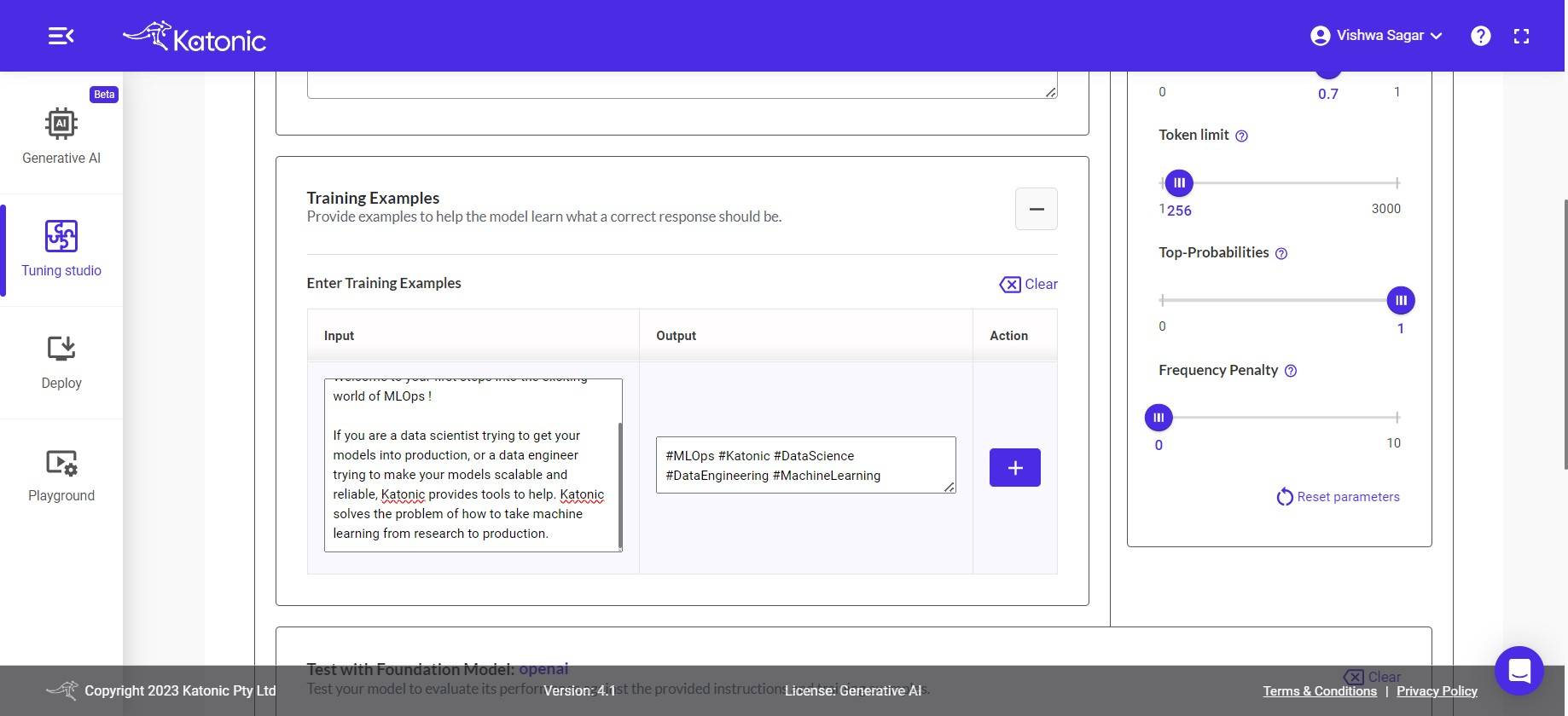 initial dashboard